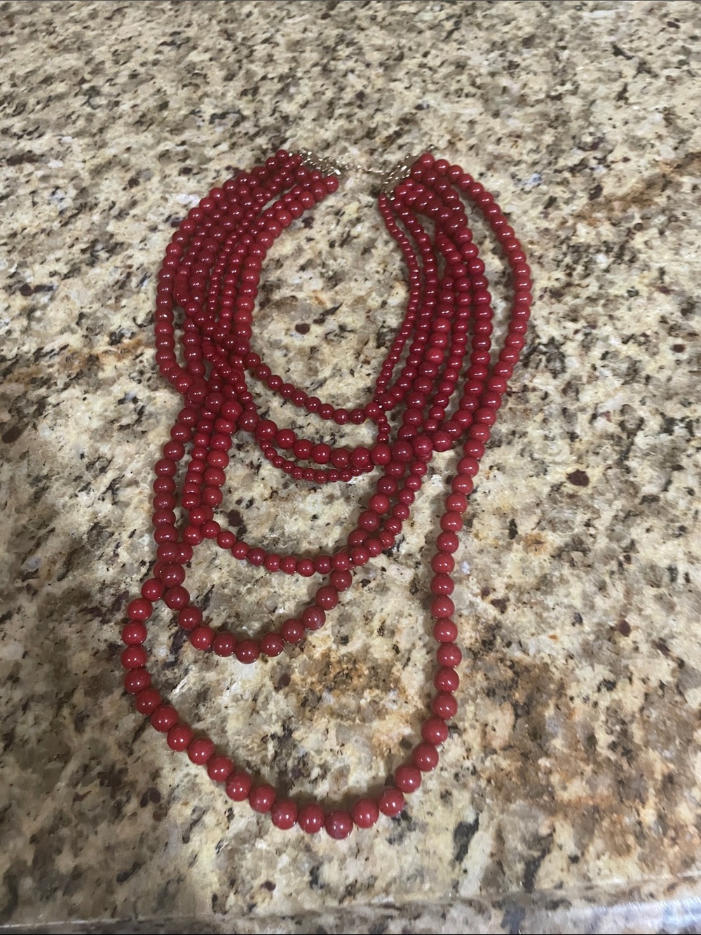 Multi-Strand Burgundy Beaded Statement Necklace - Women Jewelry